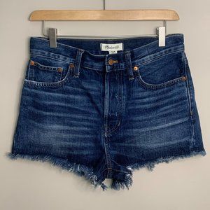 Madewell The Dad Jean Short Size 26 Cut Off Light‎ Destressed Dark Blue Wash